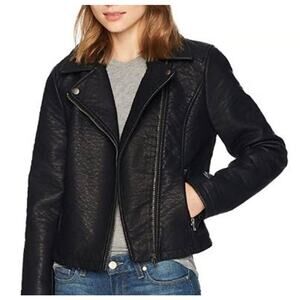 Jack by BB Dakota Willis Faux Leather Full Zip Moto Jacket Black Large